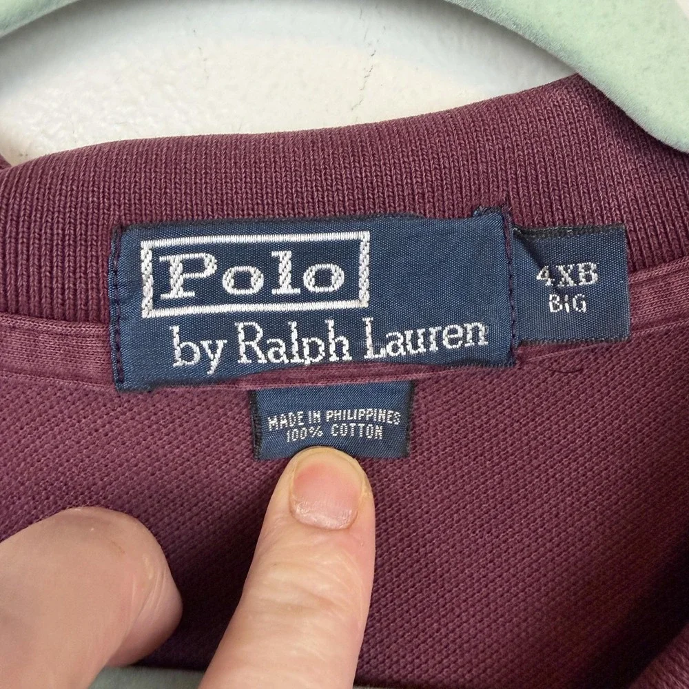 Polo Ralph Lauren Polo Shirt Mens 4XB Big Red Long Sleeve‎ 100% Cotton Pique